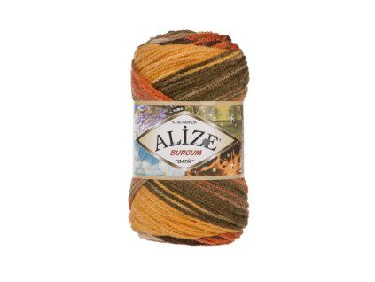 Příze Burkum batik 6060 hnědo-okrovo-khaki