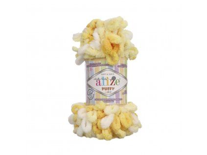 Příze Puffy color 5921 žluto-bílá