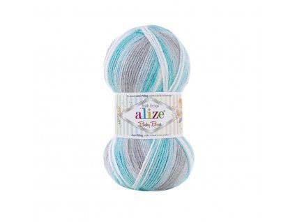 Příze Baby best batik 7264 tyrkysovo-šedo-bílá