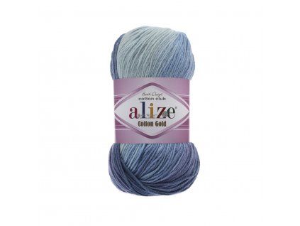 Příze Cotton gold batik 3299 modrý melír