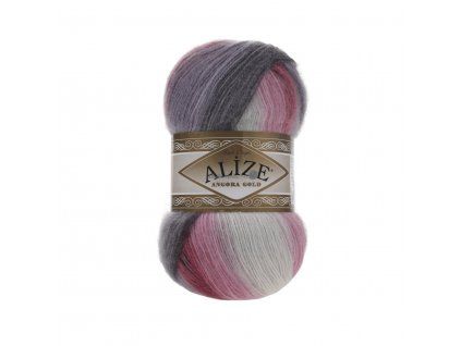 Angora gold batik 1602 růžovo-černo-světlá