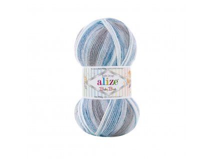 Příze Baby best batik 7540 modro-šedo-bílý melír
