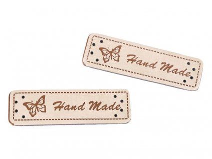 Hand made štítek - eko kůže krémová