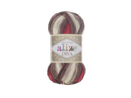 Příze Diva batik 4574 červeno-béžovo-hnědá