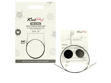 knitpro thin flex otocne cierne lanka na ihlice 50cm