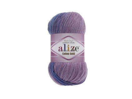 Příze Cotton gold batik 4531 vínovo-modrá