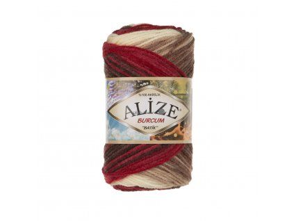 Příze Burkum batik 4574 červeno-hnědo-béžová